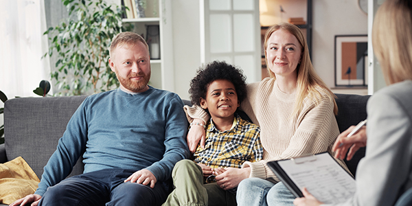caseworker and family