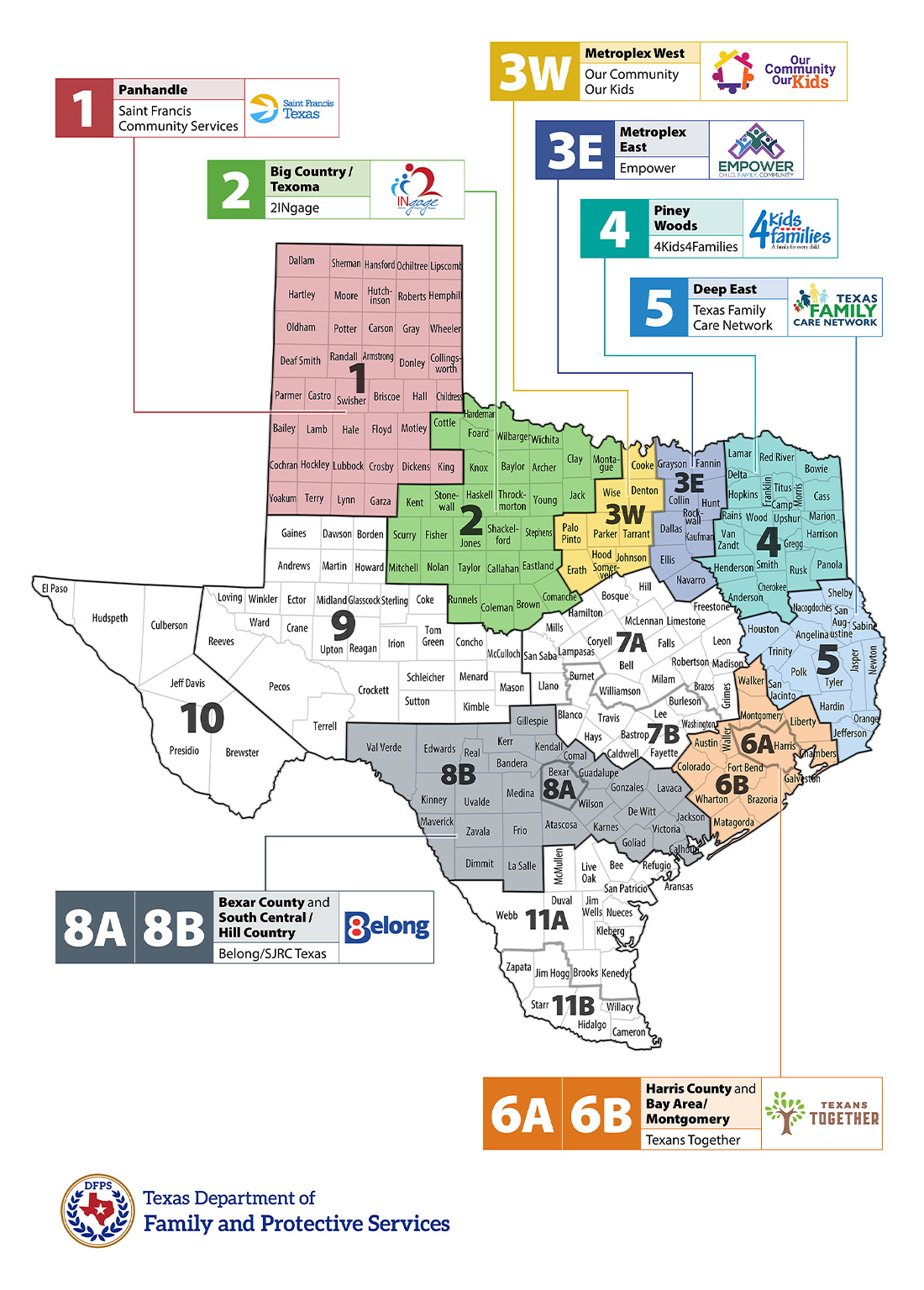 map of community areas as described in the table on this page. Regions 7a, 7b, 9, 10, 11a, and 11b not yet implemented