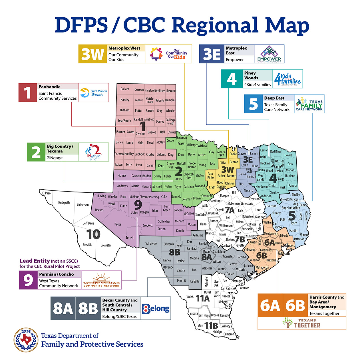 map of community areas as described in the table on this page. Regions 7a, 7b, 9, 10, 11a, and 11b not yet implemented
