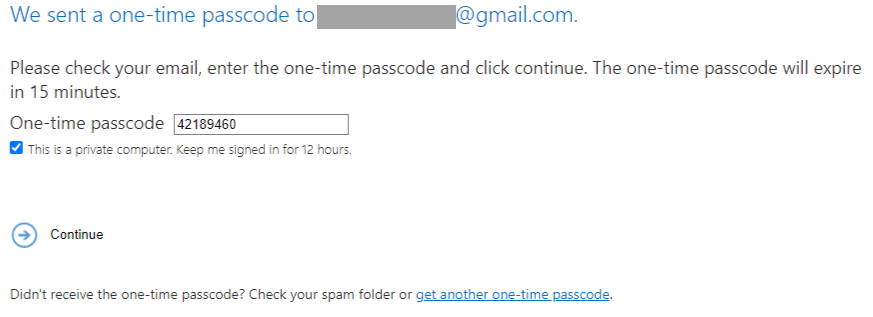 Enter the passcode