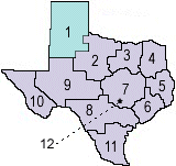 Map of DFPS regions with Region 1 highlighted
