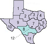 Map of DFPS regions with Region 8 highlighted