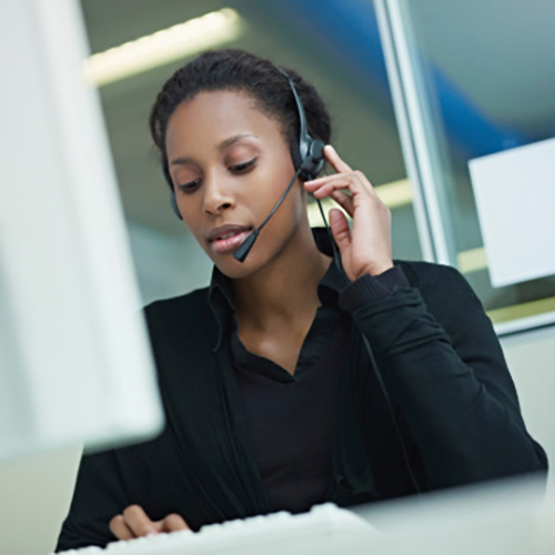 Call center operator helping a stressed parent who  needs help from the Texas Youth Helpline.